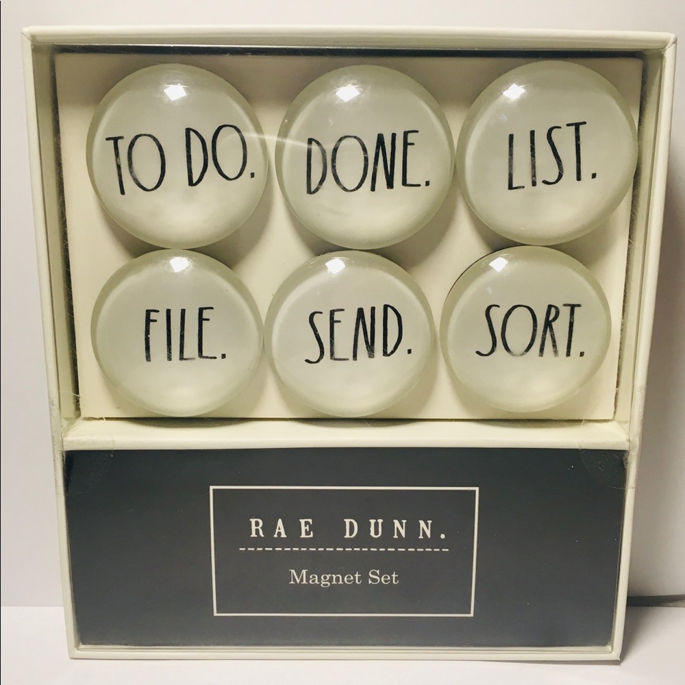 Rae Dunn glass dome magnets.